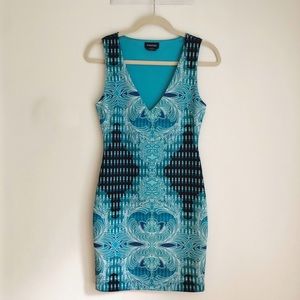 Teal Fitted Mini Dress